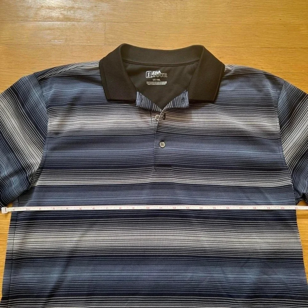 PGA Tour blue striped golf polo shirt, Men's Large Tall - Picture 6 of 8